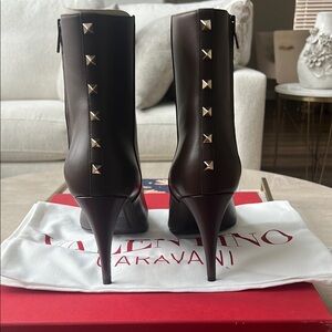 Valentino Garavani Women's Brown Studded Ankle Boots